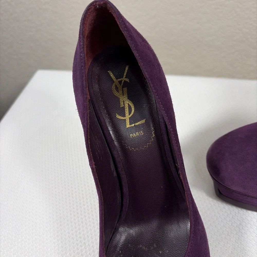 YVES SAINT LAURENT Tribute Two Suede Platform Pumps SZ 36 - Picture 6 of 10